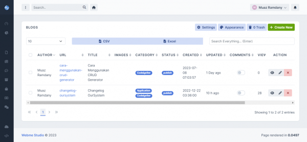 Output dari CRUD Generator