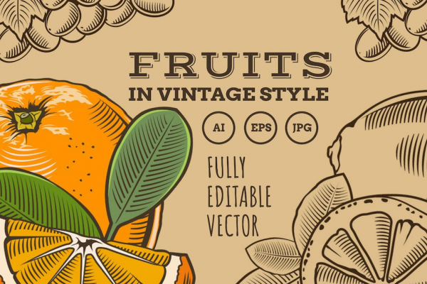 Fruits in Vintage Style